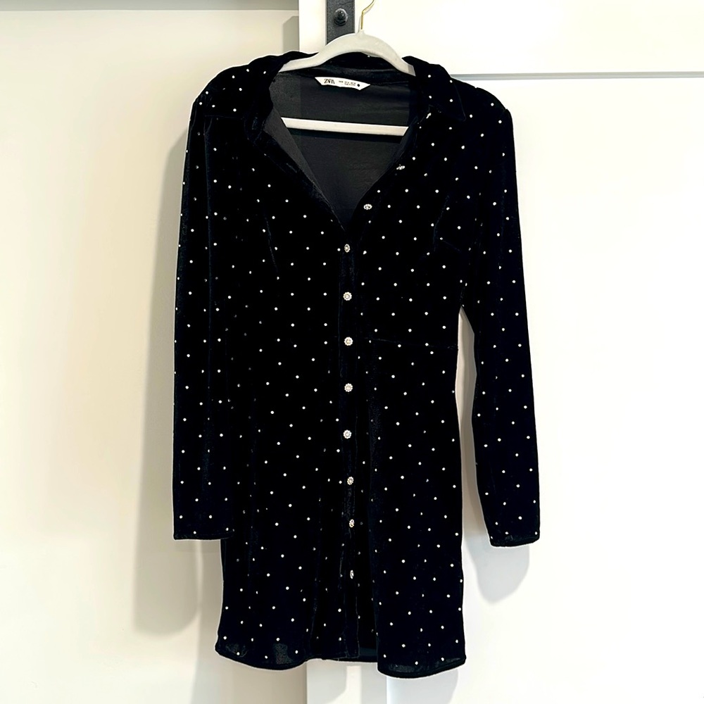 Zara black dress with crystals